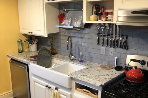 Gray Subway Tile Kitchen Remodel Curb Appeal Construction Farm Sink